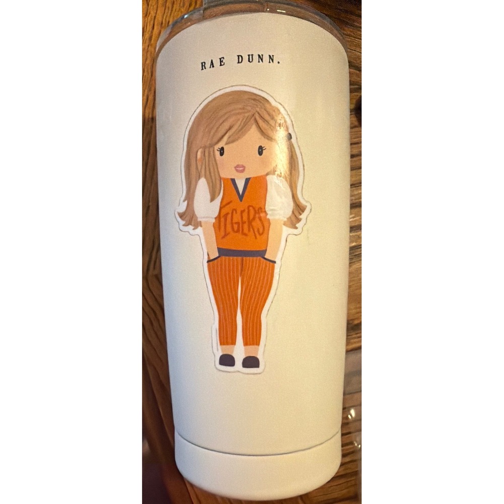 Rae Dunn Football Season Tigers Tumbler 17oz Stainless Steel Insulated Mug Ivory